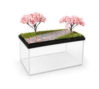 Okiyakusama 1:64 Scale Model Car Display Case, Lighted Acrylic Display Box for Collectibles, Dust Storage Organizer , Pink and White Cherry Blossom Scene