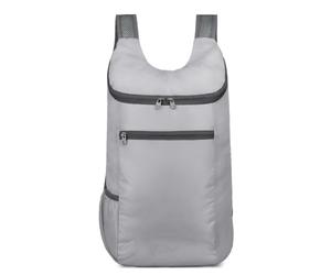Okiyakusama Foldable Packable Backpack, Grey | Zippered Front Pocket, Compact Travel Pack, Picnic Gatherings, For Backpackers