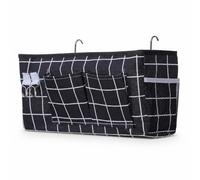 Okiyakusama Hanging Cloth Storage Basket Dormitory, Linen, Dormitory Use, Modern Minimalist Style, Metal, Mesh Construction, For Kids Room, Waterproof cotton and linen hanging basket - black grid