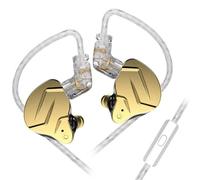 Okiyakusama In Ear Gaming Headphones Wired Earbuds Headset Earphones With 10 mm Dynamic Driver Copper Cable Ear Hook Fit Zinc Alloy Resin Build suitable for pc, Gold, With Mic
