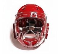 Okiyakusama Karate Comprehensive Face Headgear Breathable Ventilation Ch hin Coverage Adjustable Hook-and-Loop Strap Suitable for Arts Youth Adult, Red, XL
