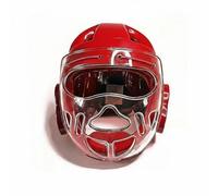 Okiyakusama Karate Comprehensive Face Headgear Breathable Ventilation Ch hin Coverage Adjustable Hook-and-Loop Strap Suitable for Arts Youth Adult, Red, M