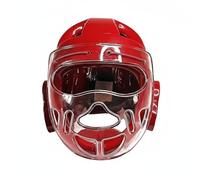 Okiyakusama Karate Comprehensive Face Headgear Breathable Ventilation Ch hin Coverage Adjustable Hook-and-Loop Strap Suitable for Arts Youth Adult, Red, L