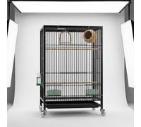 Okiyakusama Metal Aviary for Cockatiel, Parakeet, and Parrot, for Parrots, Starry Black, Black, 43 * 32 * 66