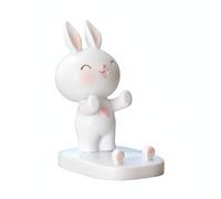 Okiyakusama Phone Holder Cute Stand Dock Bracket With Resin Figurine Compact Footprint Universal Fit For Small Phones suitable for office bedroom study gift, White, style to 3
