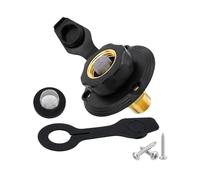 Okiyakusama RV Water Inlet, City Flange, Easy to Install, Metal with Dust Cap, Heavy Duty Accessory for, Black