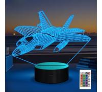 OkiyiD 3D Airplane Night Light, 16 Colors, Remote Control, F-22 Raptor Lamp, Aviation Lover Decor, Xmas Gift