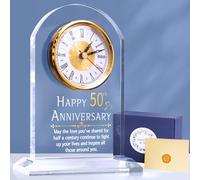 OkiyiD 50th Wedding for Couple, Golden Wedding, 50th, Quartz Desk Clock, 50 Years of Marriage Table Decor for Parents Grandparents