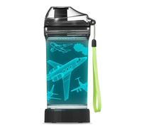 OkiyiD Airplane Water Bottle, Airplane Theme Light Up Sport Cup with 3D Glowing LED Aircraft Light - 14 OZ Tritan BPA Free - Gifts for School, Camping, and Holidays