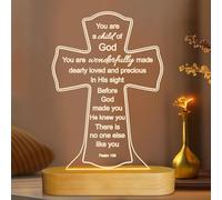 OkiyiD Baptism Gift for Girl Boy, Christening Gifts, Cross 3D Night Light LED Illusion Lamp,Soft Warm Lamp for Kids Bedroom Decoration, You are a Child of God