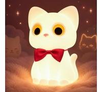 OkiyiD Cat Silicone Night Light, Nursery Night Lamp for Kid Baby Girls Boys | Rechargeable Squishy Nightlight with 7 RGB Mode 3 Brightness Dimmable, Cute Kitten Lamp Decor for Bedroom Nightstand Bathroom