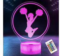 OkiyiD Cheerleader Gifts for Girls, 3D Lamp, Cheerleader Night Light with 16 RGB Colors Remote Control Timer Dimmer, Sport Fan Decor for Kids Room, Girls Birthday Gifts