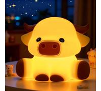 OkiyiD Highland Cow Lamp, Dimmable Silicone Touch Night Light,Soft Glow Bedside Lamp for Bedroom or Desk Decor, Highland Cow Gifts, USB Powered with Gentle Illumination