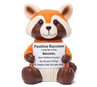OkiyiD Mini Funny Positive Raccoon Gifts, Small Resin Raccoon Toy with Positive Card, Creative Cute Emotional Support Cheer Up Keepsake Gift for Women Friends Kids