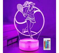 OkiyiD Tennis Gifts for Women & Girls, Light Up Tennis Night Light 3D Illusion Lamp with 16 Colors Remote Control,Tennis Accessories Decor for Women Friends Sports Fans Xmas Gifts