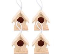 OKJHFD 4Pcs Outdoor Wooden Bird House Hanging Bird Resting Nests Box Garden Decoration Ornament Breeding Outdoor Parrot Birdhouse Natural Aviary Cage Accessories