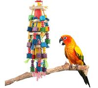 OKJHFD Bird Chewing Toy,Colorful Bite Resistant Bird Cage Hanging Toy,Wooden Block Bird Parrot Toys Tearing Toys for Medium Large Parrots Climbing Chewing Unraveling and Preening