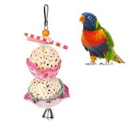 OKJHFD Bird Foraging Toy,Soft Sola Ball Beak Chew Shred Forage Toys,Parrot Chew Foraging Toy for Parrots Cockatiel Conure Love Birds Parakeets Budgie and Other Small Birds (Double Ball String)