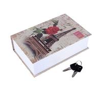 OKJHFD Book Safe Box Secret Lock,Upgraded Dictionary Fake Storage Key Hide Combination Concealment Disguise Hollow Books Jewelry Cash Bookshelf Lockbox Gifts(Paris Tower style)