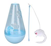 OKJHFD Cat Roly Poly Pet Toys,Interactive Cat Ball Toy Set,Cat Built in Bell Ball Interactive Snack Toy with Plush Mouse Cat Stick for Indoor Cats Kittens (Blue)