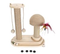 OKJHFD Cat Scratching Post,2 Layer Ball Track Interactive Tall Kitten Scratcher,Cat Sisal Rope Scratching Post with Teasing Wand for Cat Indoor Playing (Oval Mushroom Turntable)