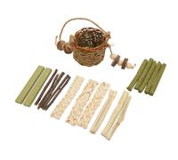 OKJHFD Hamster Chew Toys,Hanging Straw Basket Bunny Chew Toys,Seagrass Apple Wood Sticks Chew Toys Boredom Breaker for Bunny Chinchilla Guinea Pigs Hamsters Teeth Grinding