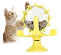 OKJHFD Interactive Cat Toy,Pet Cat Food Leakage Rotation Toy,Cat Dog Slow Feeder Windmill Turntable Teasing Dispenser Windmill Educational Interactive Training Toy Cat Treat Toys (Yellow)