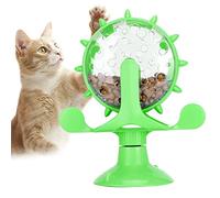OKJHFD Interactive Cat Toy,Pet Cat Food Leakage Rotation Toy,Cat Dog Slow Feeder Windmill Turntable Teasing Dispenser Windmill Educational Interactive Training Toy Cat Treat Toys (Green)