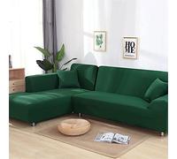 OKJK Corner Sofa Cover,Modern Living Room Furniture Cover Couch Slipcover Chaise Longue Sofa Cover L Shaped Elastic Stretch Universal (blackish green,Part A-A 145-190cm)