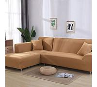 OKJK Corner Sofa Cover,waterproof Elastic Machine Washable,settee Covers, for Living Room Sofa Protector,Sofa Cover L Shape Order 2 Pieces (Camel,4-seater 235-300cm)