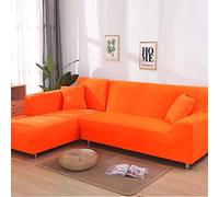 OKJK Corner Sofa Cover,waterproof Elastic Machine Washable,settee Covers, for Living Room Sofa Protector,Sofa Cover L Shape Order 2 Pieces (Orange,2seater and 3seater)