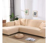 OKJK Corner Sofa Cover,waterproof Elastic Machine Washable,settee Covers, for Living Room Sofa Protector,Sofa Cover L Shape Order 2 Pieces (Beige,2seater and 2seater)