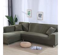 OKJK Corner Sofa Cover,waterproof Elastic Machine Washable,settee Covers, for Living Room Sofa Protector,Sofa Cover L Shape Order 2 Pieces (Army Green,2seater and 3seater)