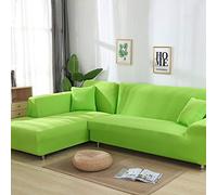 OKJK Corner Sofa Cover,waterproof Elastic Machine Washable,settee Covers, for Living Room Sofa Protector,Sofa Cover L Shape Order 2 Pieces (Light green,3-seater 190-230cm)