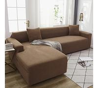 OKJK Corner sofa waterproof cover elastic soft comfortable fabrics sofa cover l shape, All-inclusive wear-resistant, Four seasons universal for living room sofa,Light coffee,2-seat 145-185cm