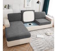 OKJK Elastic sofa cover waterproof, Jacquard sofa cushion covers all-inclusive non-slip for living room four seasons universal sofa protector, Easy to care (Dark gray,L-shaped)