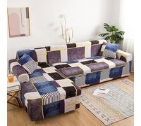 OKJK Printed sofa cover l shape, For living room anti-dust stretch corner sofa cover, recliner sofa covers, for leather sofa, Machine washable (color 28,Large (190-230cm) 1PC)