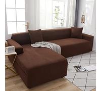 OKJK Sofa covers for leather sofa waterproof elastic soft comfortable fabrics couch cover, L shape sofa covers fashion full package, Suitable for most sofas,Deep coffee,4-seat 230-300cm