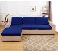 OKJK Sofa cushion covers replacement, Solid color elastic polyester corner sofa cover, Four seasons universal funiture sofa protector cover for living room (Lake Blue,Plus Size2(M))