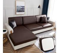 OKJK Sofa cushion covers replacement, Waterproof PU Imitation leather technology cloth funiture sofa protector, For living room corner sofa cover elastic universal (coffee,enlarge size-2)