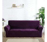 OKJK Velvet Plush Thicken Sofa Cover,for Living Room Elastic Sofa Protector,Slipcover Universal Stretch (purple,3 Seater 190-230cm)