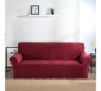 OKJK Velvet Plush Thicken Sofa Cover,for Living Room Elastic Sofa Protector,Slipcover Universal Stretch (burgundy,2 Seater 145-185cm)