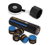 OKKO Retractable Octagon 8-Ball Chalker Billiard Pool Cue Chalk Holder with Belt Clip Black + 1 tube/5pcs of Predator Chalk