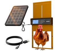 Okkobi Automatic Chicken Coop Door Solar Powered - Chicken Coop Door with Remote Control, Timer & Light Sensor - LCD Display - Security & Peace of Mind: Anti-Pinch function - 5-Year Protection
