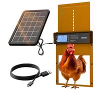 Okkobi Automatic Chicken Coop Door Solar Powered - LCD Display - Chicken Coop Door with Remote Control, Light Sensor & Timer - Security & Peace of Mi