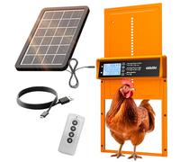 Okkobi Automatic Chicken Coop Door Solar Powered - LCD Display - Chicken Coop Door with Remote Control, Light Sensor & Timer - Anti-Pinch function - 5-Year Protection - Autumn Ember