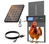 Okkobi Automatic Chicken Coop Door Solar Powered - LCD Display - Chicken Coop Door with Remote Control, Light Sensor & Timer - Security & Peace of Mind: Anti-Pinch function - 5-Year Protection - Grey