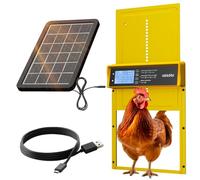 Okkobi Automatic Chicken Coop Door Solar Powered - LCD Display - Chicken Coop Door with Remote Control, Light Sensor & Timer - Security & Peace of Mind: Anti-Pinch function - 5-Year Protection