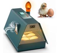 Okkobi M10 Incubators for hatching eggs - Ideal all ages - Incubator with Automatic Turning and Humidity Control - Integrated Candler - 10 eggs - Green & Orange