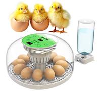 Okkobi M12 - Egg Incubator with Automatic Turning and Humidity Control - 12/24 Eggs, 360° View, Easy to Use and Clean - Incubators for Hatching - Made for US - White & Green